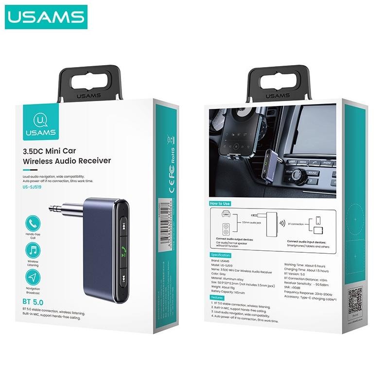 Bluetooth Receiver USAMS SJ519 Car Wireless Audio Bluetooth BT 5.0