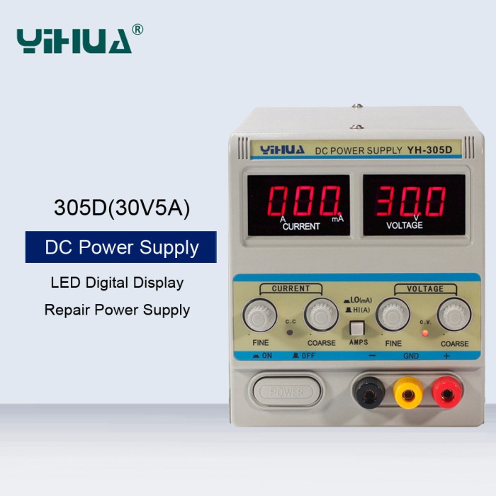 YIHUA 305D Power Supply DC 30V 5A LED Digital Display Untuk Servis HP