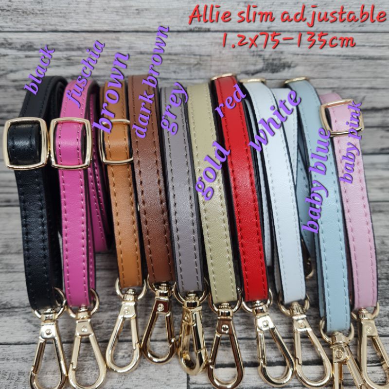 Allie slim leather adjustable bag strap / long strap tipis / strap bag / tali tas kulit