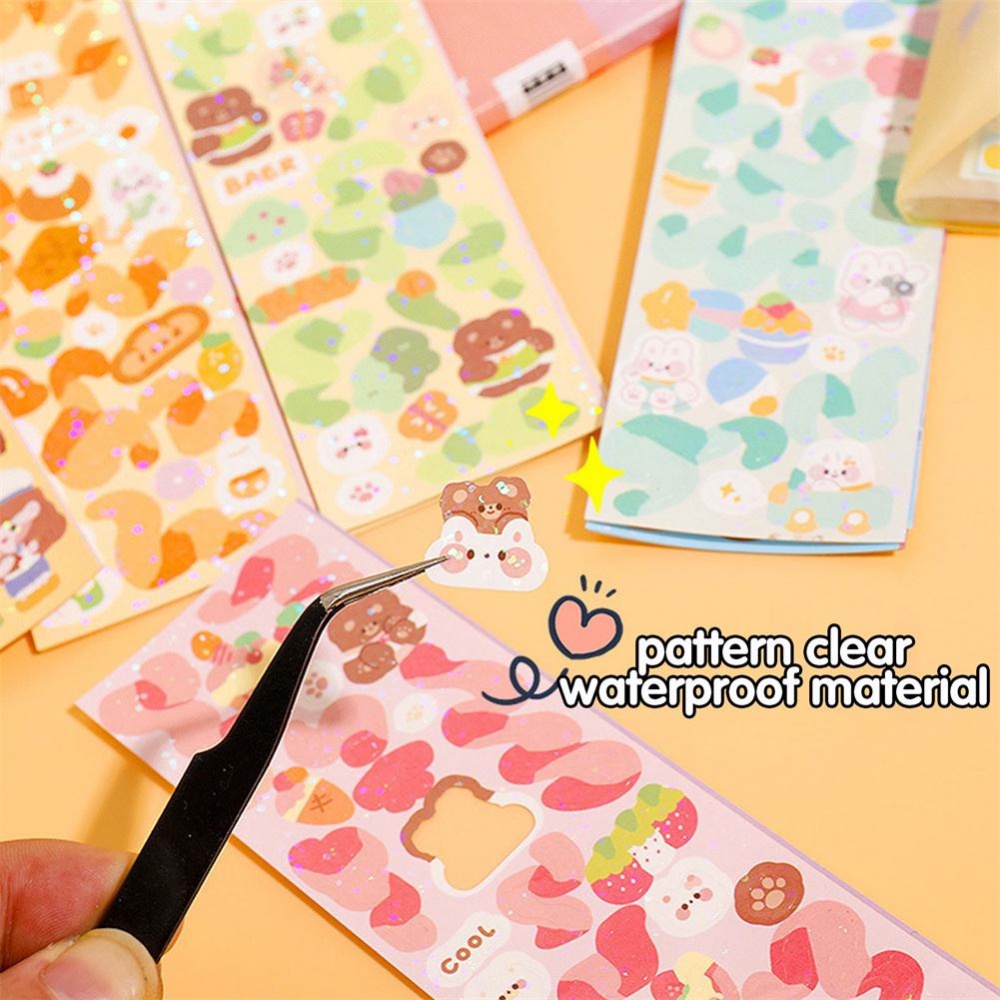 [Harga Grosir] 1lembar Kartun Sparkling Stiker DIY Kreatif Dekorasi Stiker Lucu Guka Stiker PVC Tahan Air Stiker Kepribadian Tangan Akun Untuk Anak-Anak Scrapbook Membuat Kartu