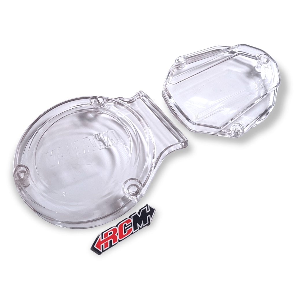 SEPASANG ENGINE COVER PLASTIK CRAKCASE TUTUP MESIN KANAN BLOK BLOX KOPLING PROTEKTOR PROTECTOR KANAN YAMAHA RXK RX-K RX-KING ADA LOGO RXKING RX K KING TRANSPARAN BENING CLEAR LOKAL BEST QUALITY BAHAN TEBAL JAMINAN KUALITAS