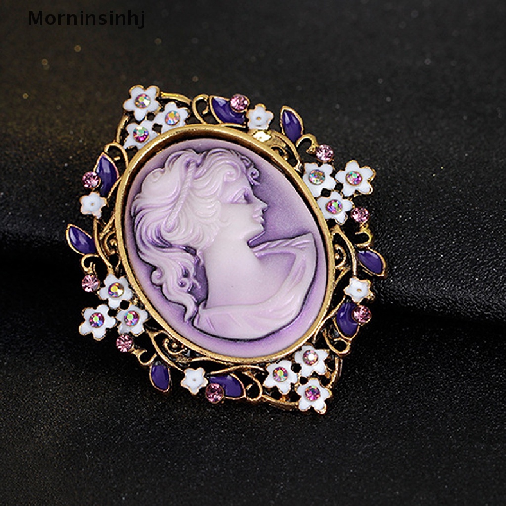 Mornin Baru Vintage Cameo Victoria Gaya Kristal Pesta Pernikahan Wanita Liontin Bros Pin id