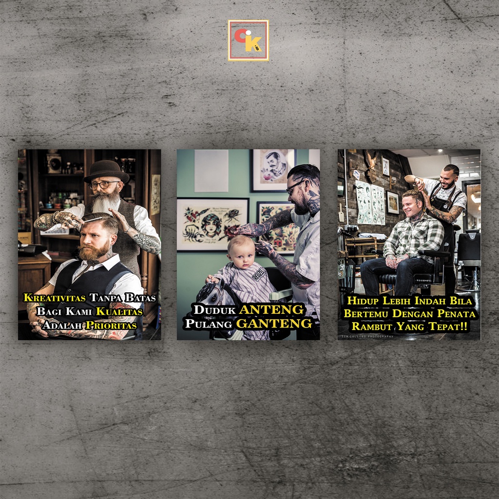 Hiasan dinding barbershop - Poster kayu barbershop - Kata kata bijak barbershop - poster pangkas ram