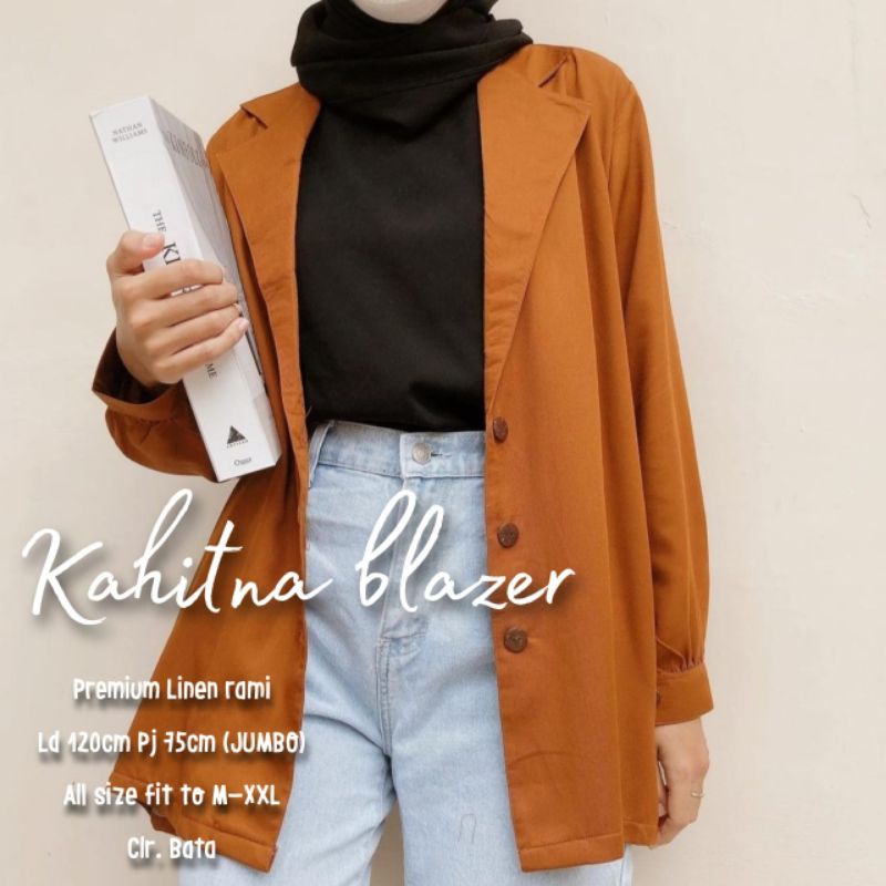 Jas Wanita LongSleeve Jumbo Terbaru Linen Rami Premium Kahitna Blazer LD 120