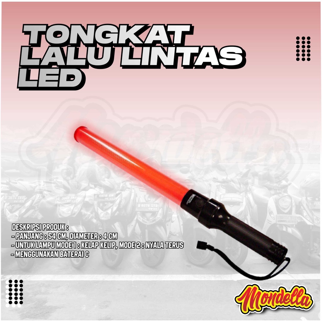 Senter Parkir Tongkat Parkir Lalin Stik Parkir Jumbo 53cm Senter lalu lintas Stik Polis Merah MONDEL
