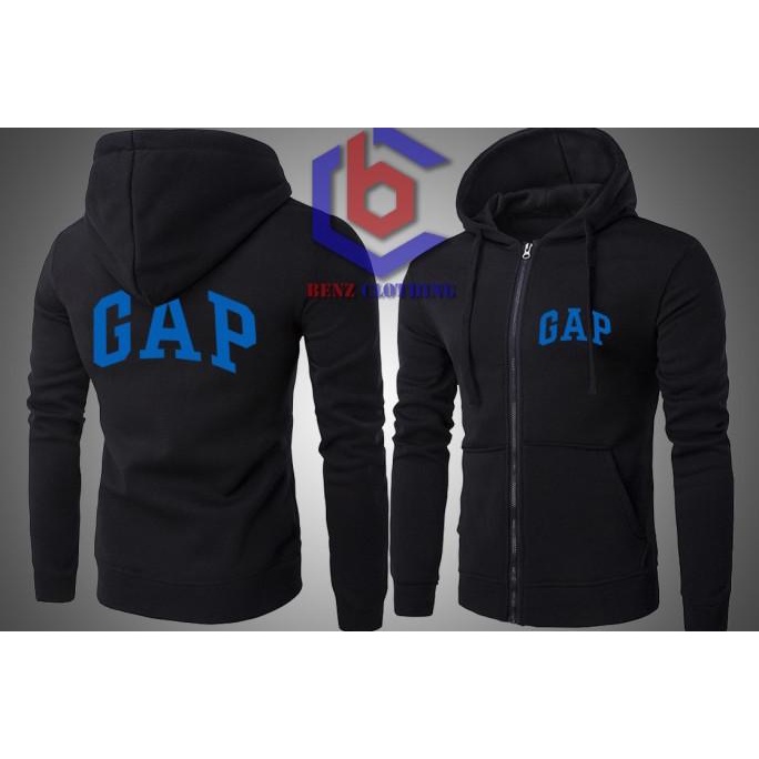 Jaket Hoodie Sweater GAP Outerwear Pria Wanita Zipper Resleting Depan Polos Sablon Polyflek Korea