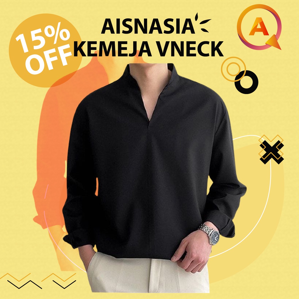 KEMEJA VNECK KEMEJA KOREA KEMEJA PRIA LENGAN PANJANG PREMIUM