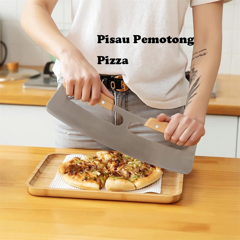 Pisau Pemotong Pizza Adonan Stainless Dough Scrapper Pizza Cutter Double Handle