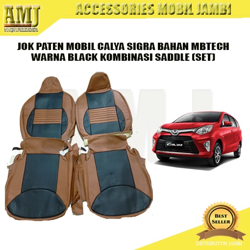 JOK PATEN MOBIL CALYA/SIGRA BLACK SADDLE BAHAN MBTECH (SET)