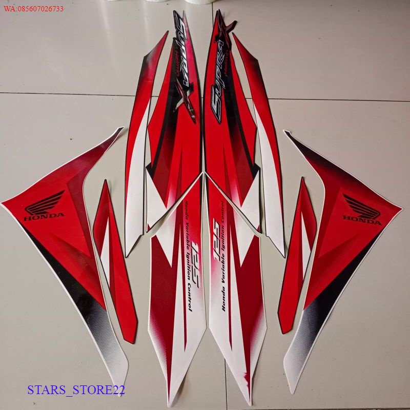 (ORI) striping honda supra x 125 r helm in 2010 2011 merah list body standar KUALITAS ORIGINAL PABRI