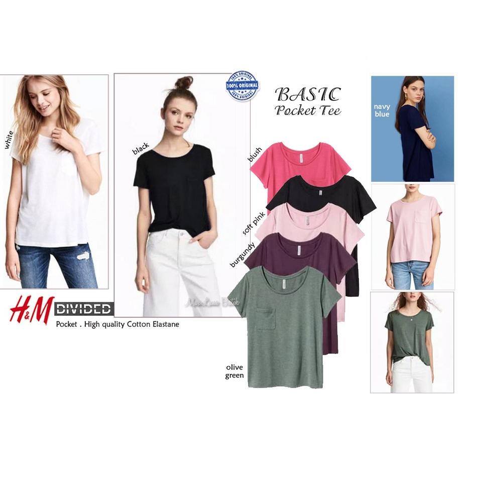 ➮ HM Divided Basic Pocket Tee Kaos Polos Basic Kantong kaos basic daily inner blazer ►