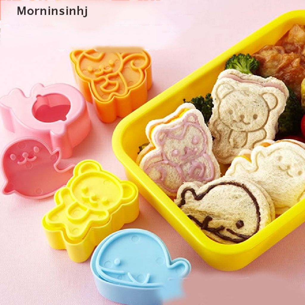 Mornin 4Pcs/Set Lucu Samll Dolphin Samll Seal Squirrel Bear Sandwich Cookie Mold Pemotong Pemotong Cookie Kue Decorag Cetakan Alat Mini Sandwich Die Rice Ball Mold Alat Dapur id