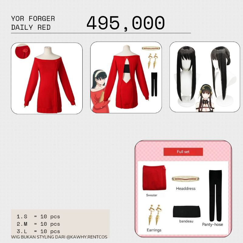 YOR DAILY RED DRESS COSPLAY - SPY X FAMILY