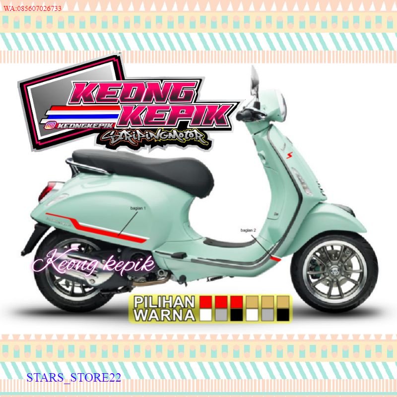 STRIPING STIKER STICKER LIS VARIASI MOTOR VESPA MATIC CUTTING CUSTOM GARIS Z PREMIUM MURAH
