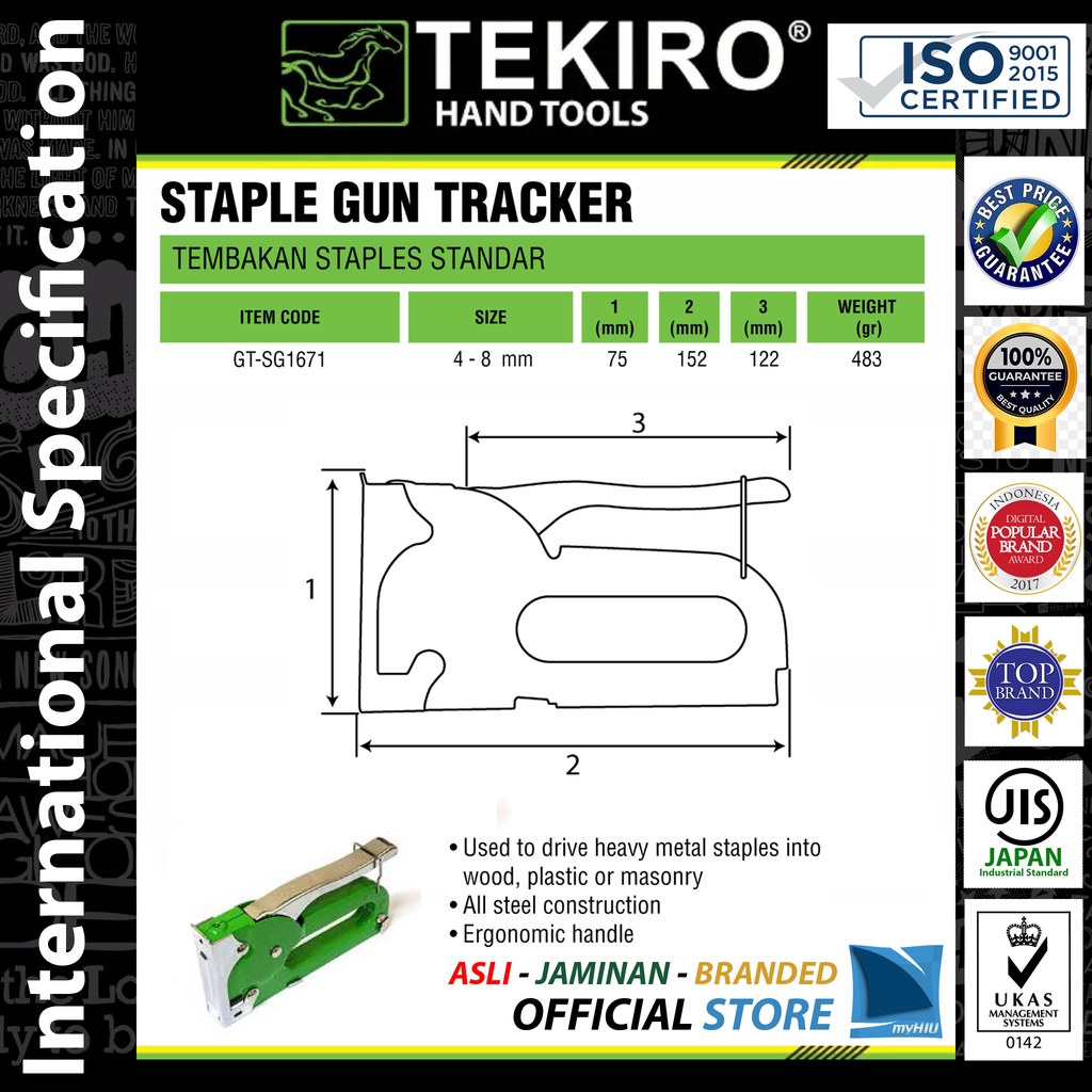 Staples Tembak / Jegrekan / Hekter / Pengokot / Gun Tracker Light Duty TEKIRO
