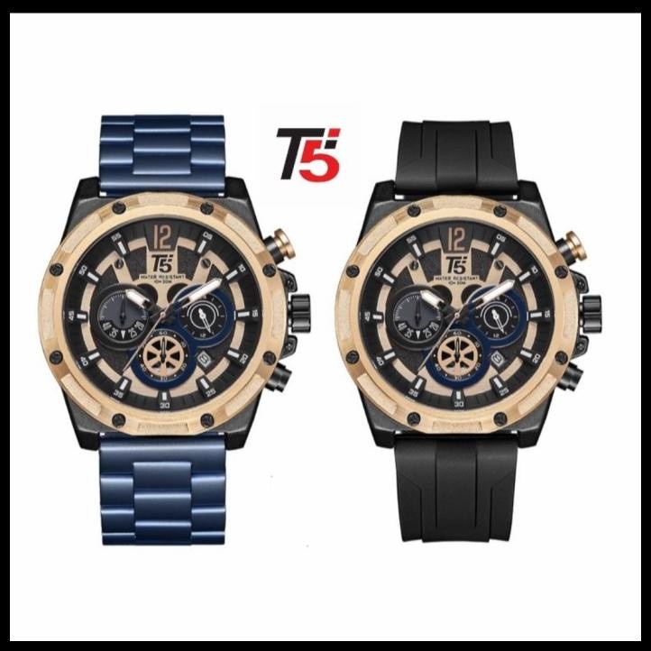 Jam tangan T5 H 3867 G Set Special Edition Man Pria Stainless Steel Murah Original