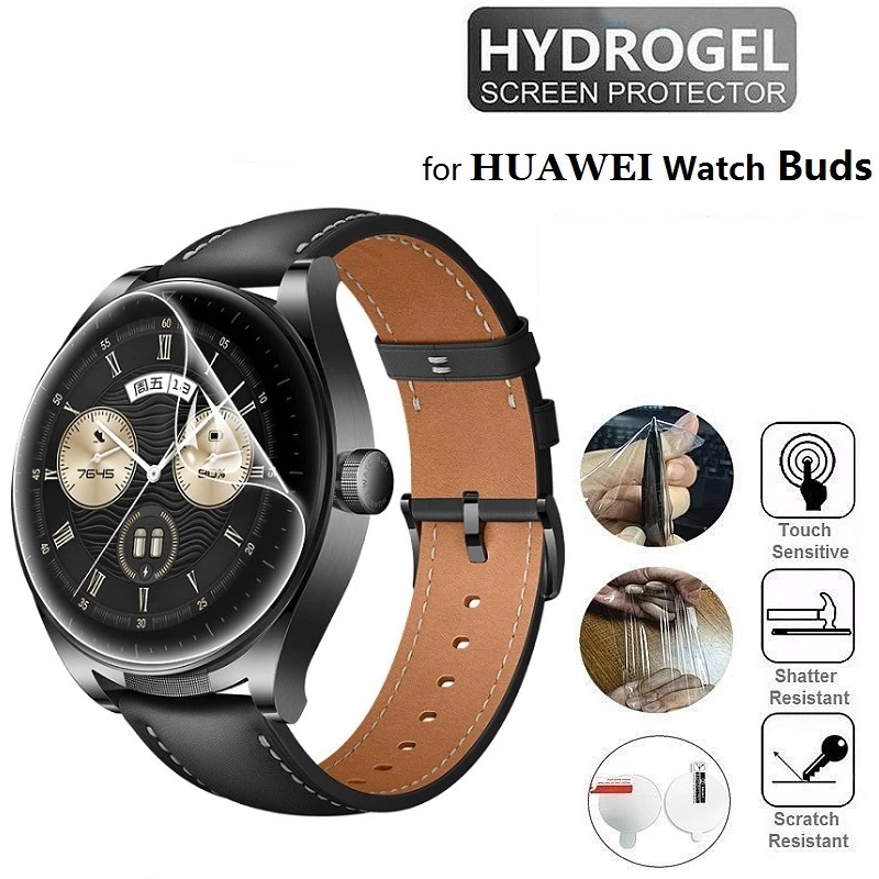 1pc Film Hidrogel Lembut Melengkung Penuh, Untuk Pelindung Tunas Jam Huawei, SmartWatch HD Film Anti Gores TPU Fleksibel Bening