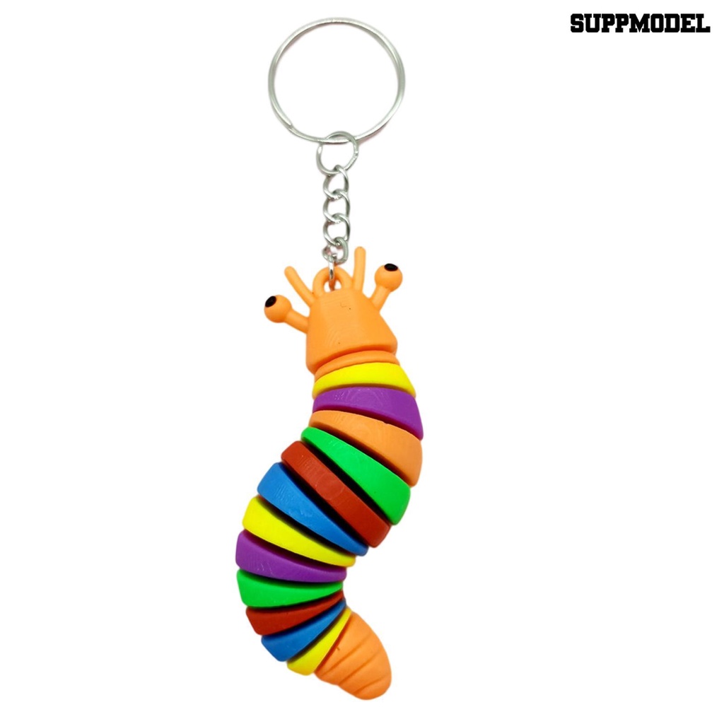 [SM] Gantungan Kunci Kartun Warna-Warni Realistis Serba Guna Reusable Dekorasi Silikon Lucu Caterpillar Key Ring Mobil Tas Liontin Untuk Dompet