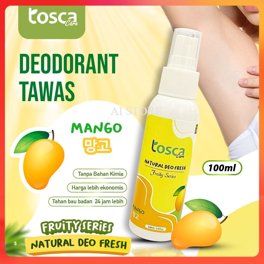 Natural Deodorant Spray 100ml Tosca Deodorant Tawas Cair Fruity Series Ampuh Atasi Bau Ketiak &amp; Bau Badan Non Alkohol