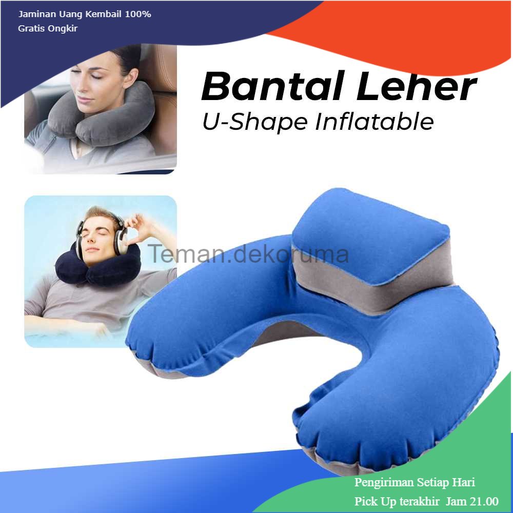 TD - TRV Bantal Leher U-Shape Inflatable Air Blow Up