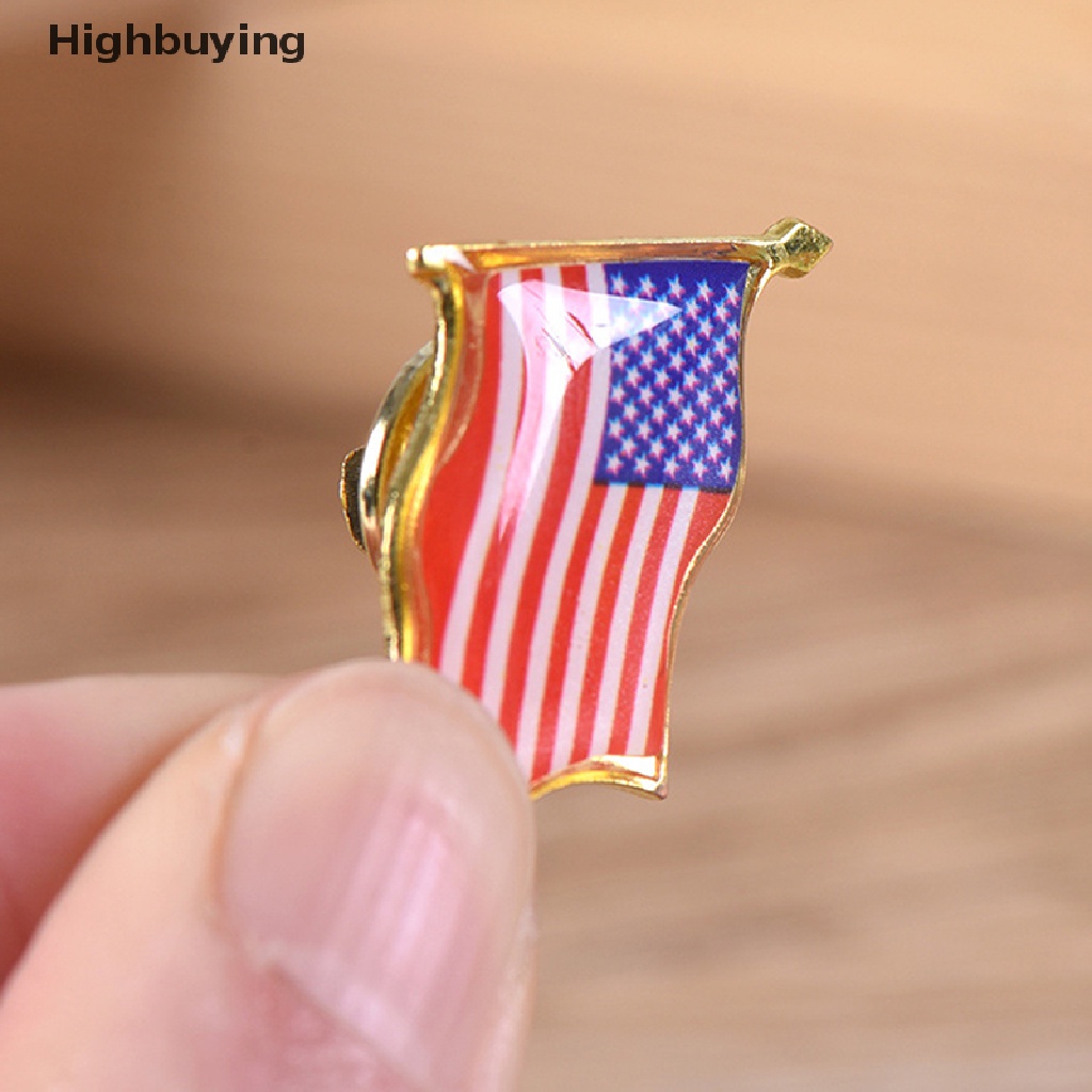 Hbid Bendera Amerika Kerah Melambai Pin Bangga USA Tie Tack Badge Bag Bros Dekorasi Hadiah Glory