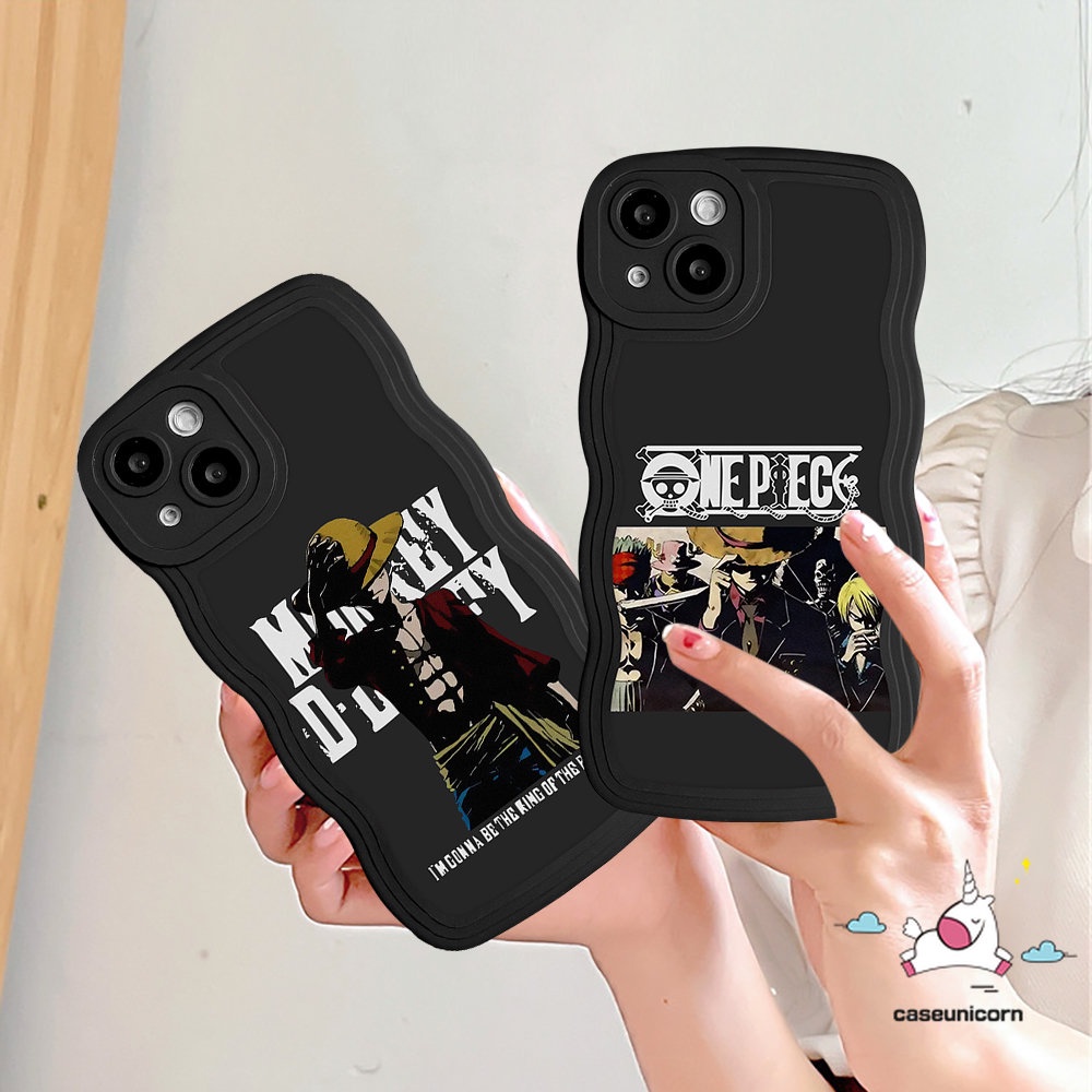 Untuk Redmi10 12C 9T A1 10C 9 9A A1+10A 9C NFC POCO X3 NFC Pro M3 Redmi Note10 11 10s 8 9 11Pro 9s 10Pro Max Mi 11T Pro Trendy Merek One Piece Luffy Kartun Wavy Edge Sarung Soft Case