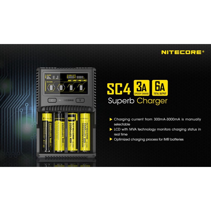 NITECORE Charger Baterai 4 Slot Li-ion NiMH - SC4