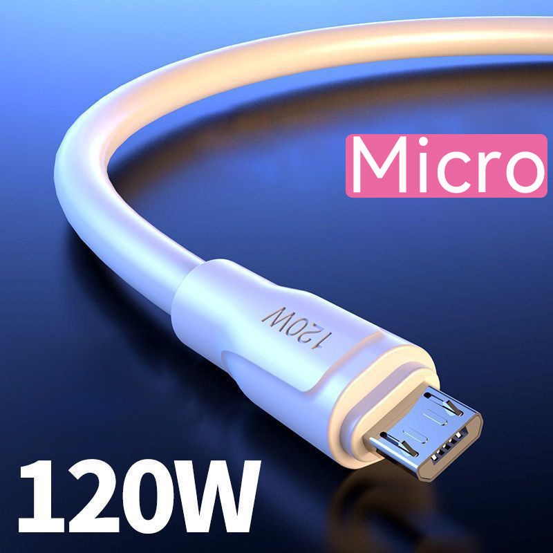 Kabel 120W 6A Super Fast Charge Tipe C Untuk Android iPhone Aksesoris Charger USB C Cable