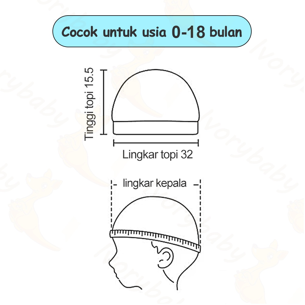 Ivorybaby Topi bayi newborn kupluk bayi lembut