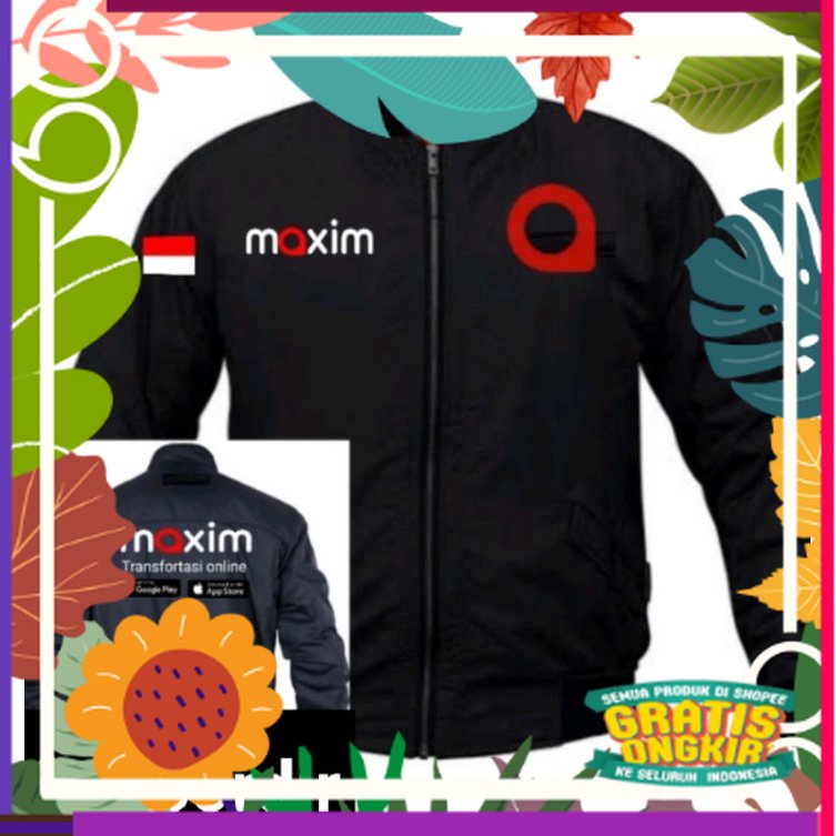 Jaket bomber Maxim full bordir jaket Maxim bomber Maxim / grey abu dark