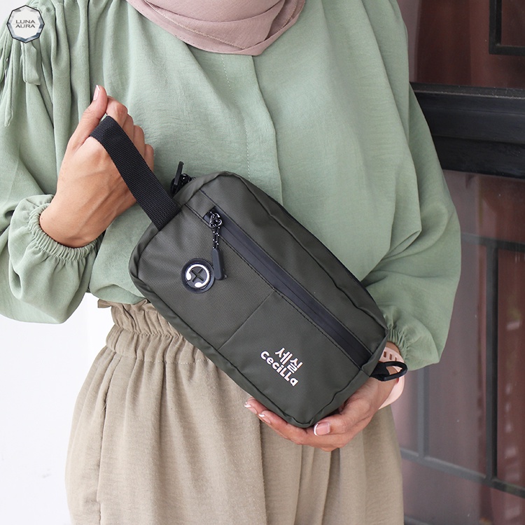 Luna Aura Waistbag Pria &amp; Wanita Waterproof DR 02 By Cecilla Tas Selempang Cowok Cewek Kekinian Tas ootd