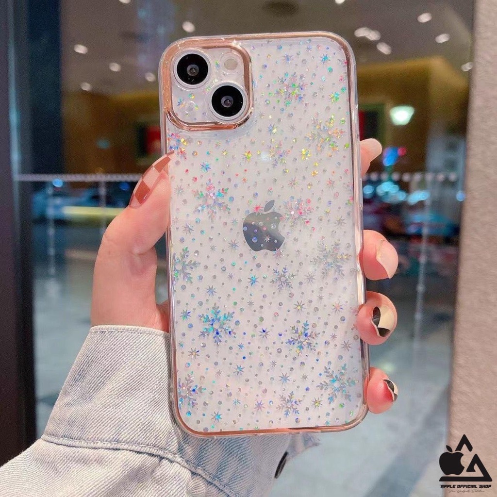 LUXURY SOFT CLEAR Goldy Love Hologram iPhone 14 PLUS 13 PRO MAX 12 PRO MAX XR 7 7+ 8 8+ SE 2 SE 3 List Chrome Krome Gold Laser Plating Softcase Soft Case Silikon Silicone Jelly Hardcase