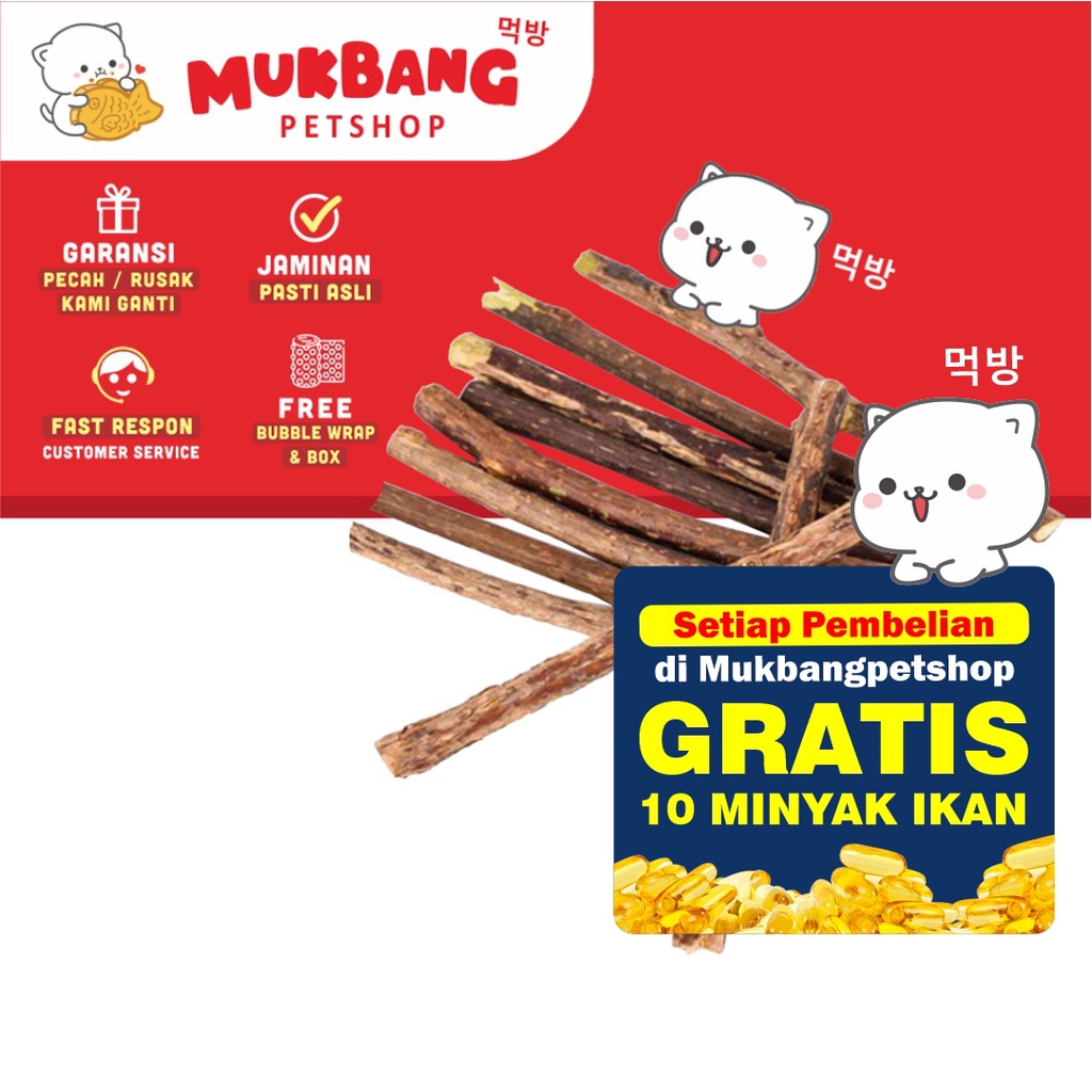 Catnip Stick Matatabi 1 Batang Snack Kucing Batang Catnip Kucing Mainan Kucing Catnip Stik Kayu Catnip Kayu Matabi Snack Kucing Anti Stress Aroma Catnip Snack Makanan Kucing Kitten Cat Nip