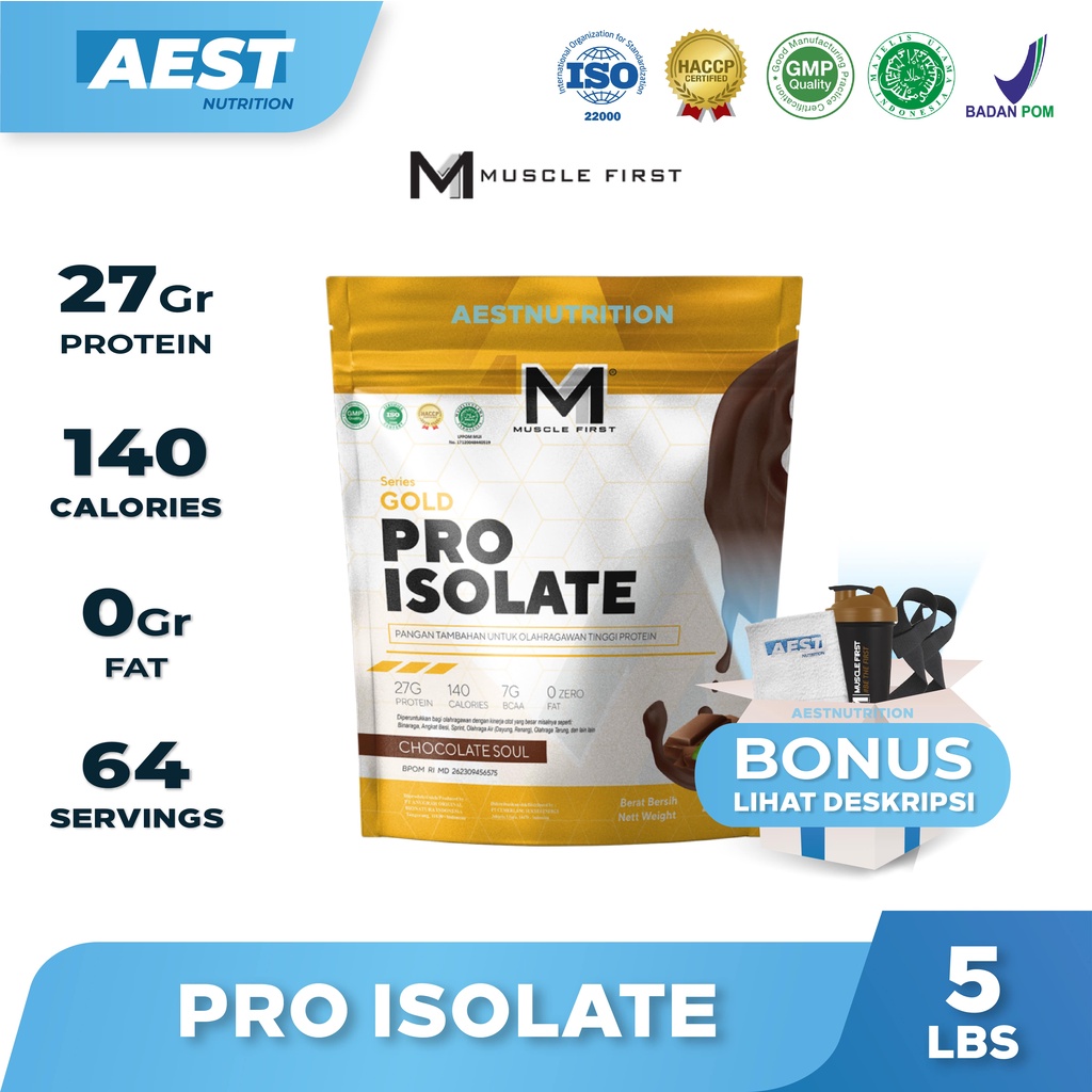 Muscle First Gold Series Pro Isolate Whey Protein 5lbs 2267g 64 Serving Suplemen Fitness