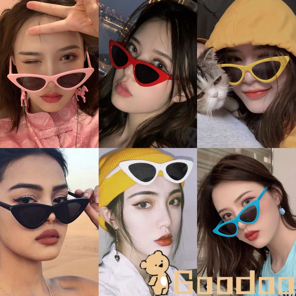 Kacamata Segitiga Lensa Hitam Gaya Korea Gaya Vintage Kacamata Cat Eye Untuk Pria Dan Wanita-Doo