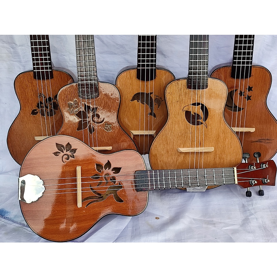 Ukulele Pare Motif Senar 4 dan 3 Murah Bahan Kayu