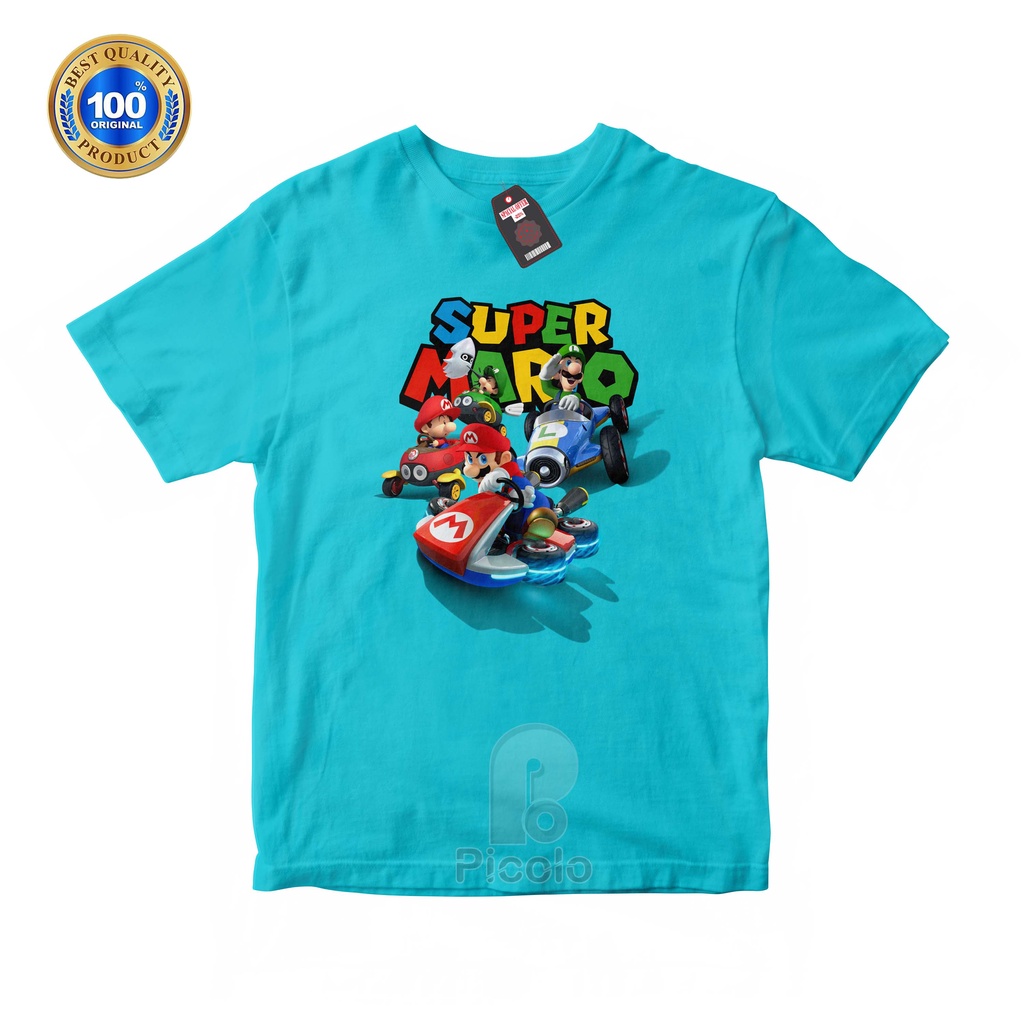 (FREE NAMA) BAJU KAOS ATASAN ANAK MOTIF GAME/KARTUN SUPER MARIO UNISEX Bahan COTTUN