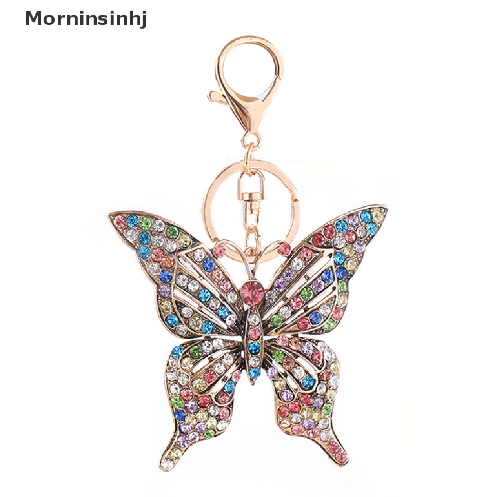 Mornin Fashion Ornamen Warna Baru Kristal Berongga Kupu-Kupu Berlian inlay Logam Gantungan Kunci Kerajinan Mobil Liontin Hadiah Lady Bag Key Ring Dekorasi Rumah Hadiah id