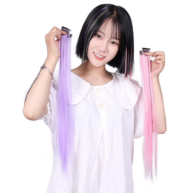 Wig Lurus Panjang Dengan Klip wig Wanita multi Warna Yang Modis