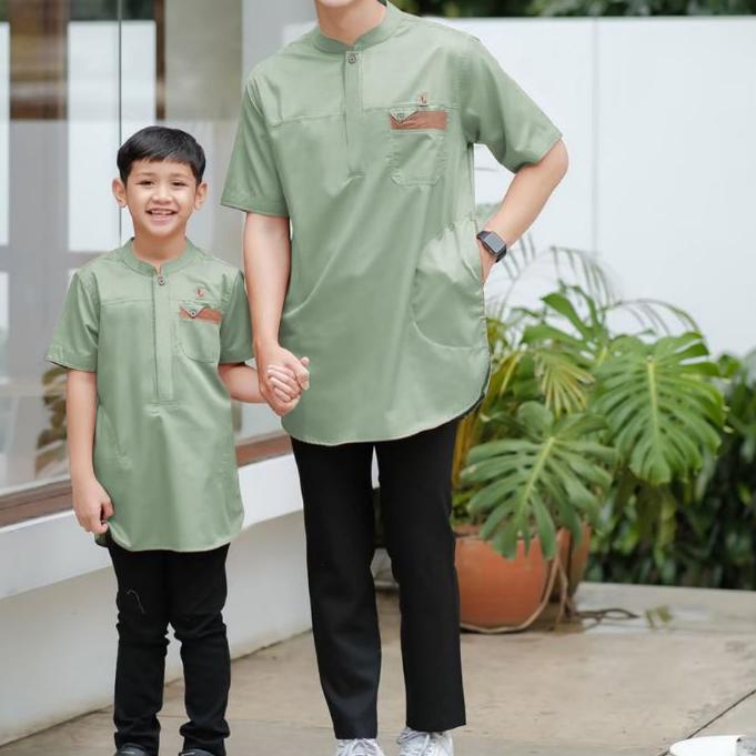 ✾ Koko pakistan couple ayah dan anak Hijau Sage ➨