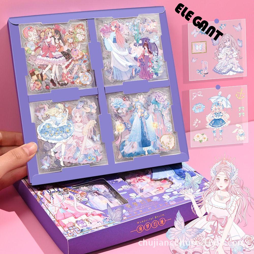 [Elegan] Alat Tulis Stiker Gaya Antik Kartun Perekat Diri DIY Album Planner Hanfu Gadis Sekolah Kantor Perlengkapan Jurnal Bahan Decals