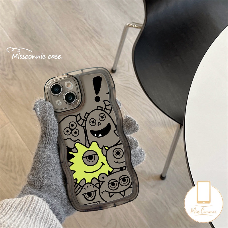 Casing Kartun Wavy Edge Case Oppo A96 A15 A78 A57 A3s A54 A17K A95 A17 A16 A7 A77s A9 A53 A12 A16s A74 A5s A55 A76 A1k A77 A5 A16K A52 Reno 8T 5F 7Z 8 6 Monster Kecil Lucu Lembut Sarung