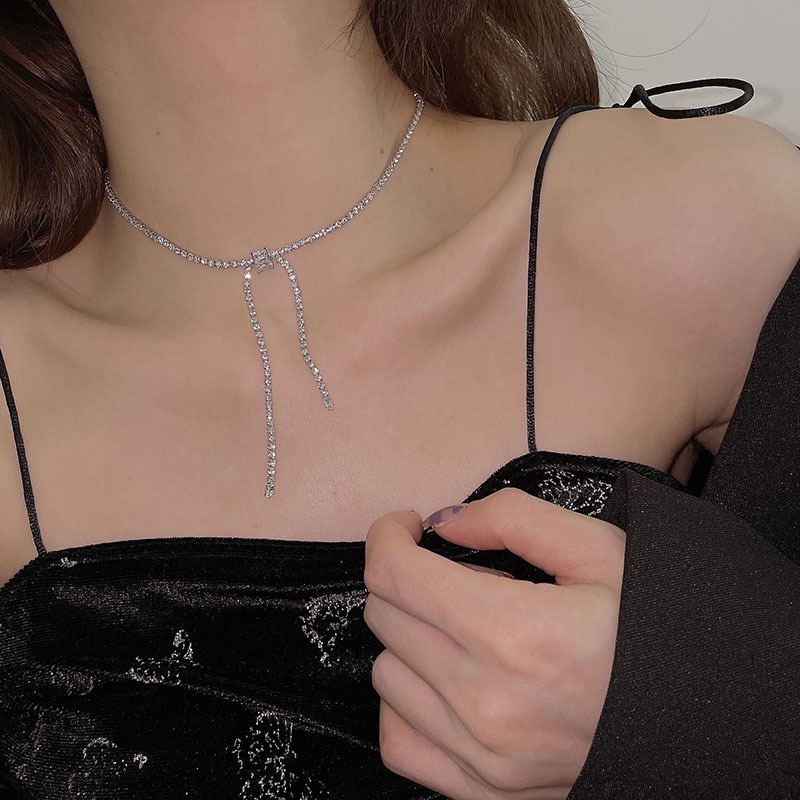 Fashion Kalung Rantai Kristal Untuk Wanita Mewah Zirkon Choker Perhiasan Aksesoris