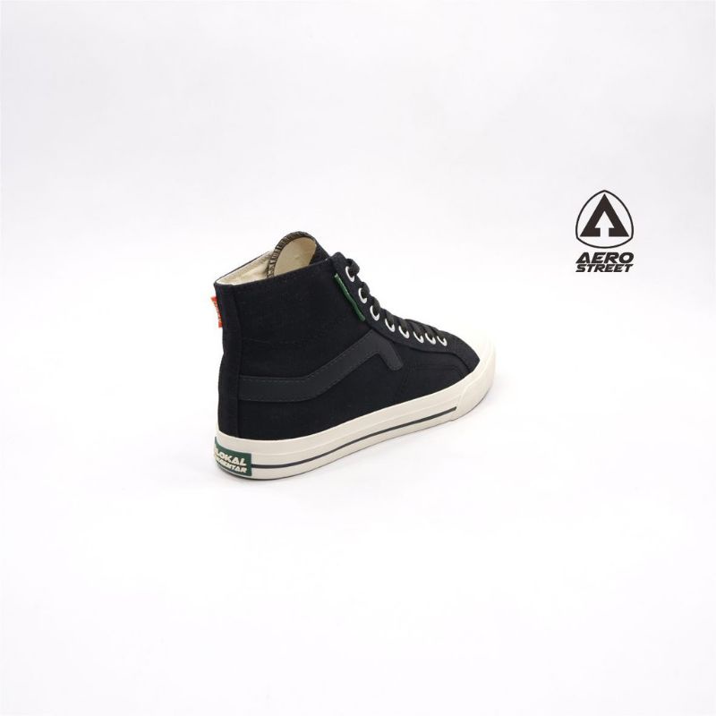 Aerostreet 37-40 Jhosse hight low natural Hitam - Sepatu Sneakers Casual Sport Sekolah Pria Wanita Aero Street