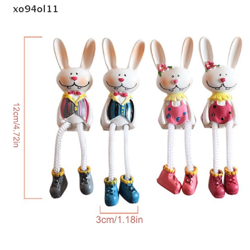 Xo 4Pcs/set Patung Kelinci Bunny Lucu Dengan Kaki Panjang Patung Boneka Kelinci OL