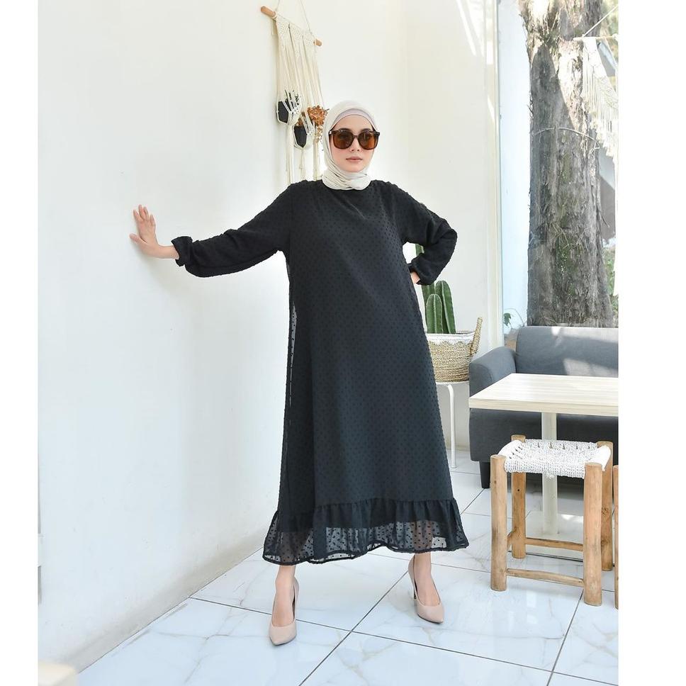Terbaru SYF Dress Muslim alofa Long Hitam