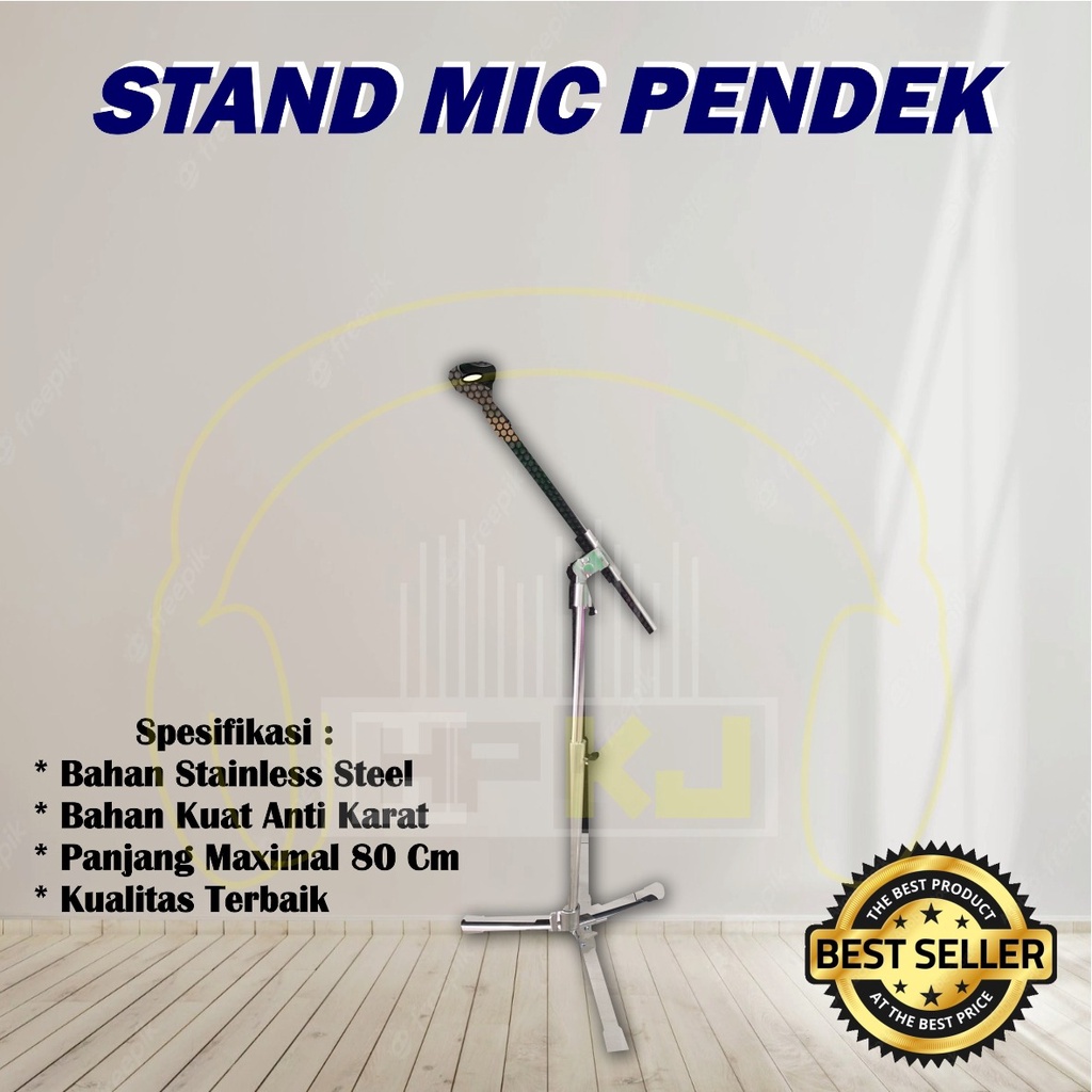 STAND MIC STAINLESS STEEL PENDEK stand microphone stainless steel pendek