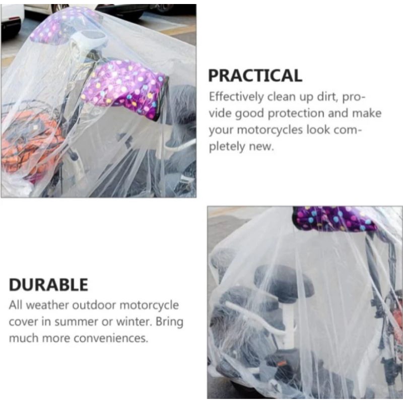 Sarung Motor Jas Hujan Cover Sepeda Motor Listrik Plastik Bening Transparan Pelindung Penutup Anti Air Waterproof