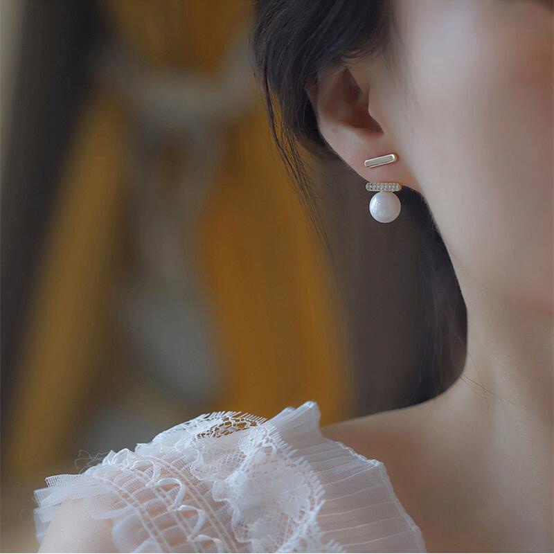 T Huruf fashion Elegan Mutiara stud Anting Wanita Korea