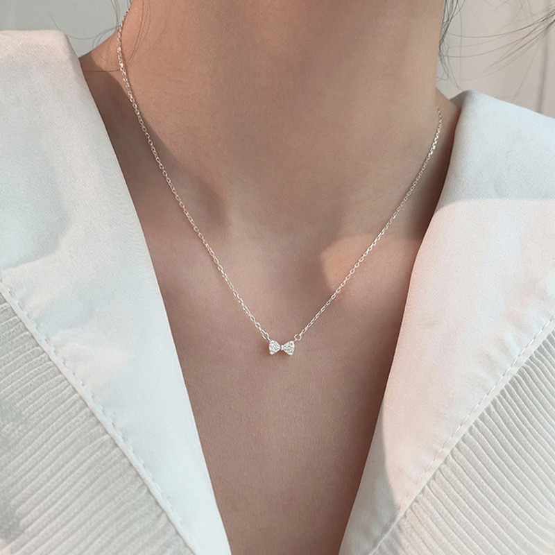 Ins Jepang Dan Korea Angin Dingin Mode Musim Panas Busur Klavikula Rantai Fashion Perempuan Sederhana Manis Liontin Kalung Aksesoris